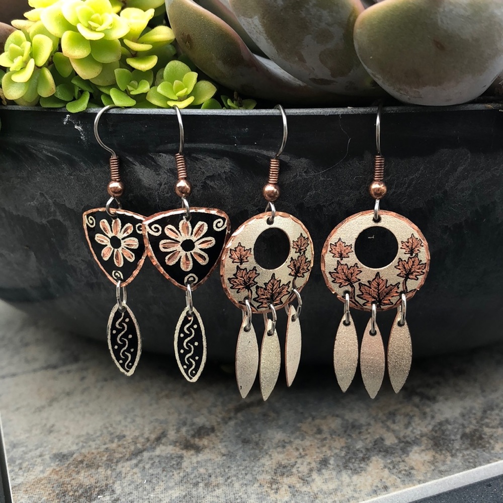 Handmade copper earrings